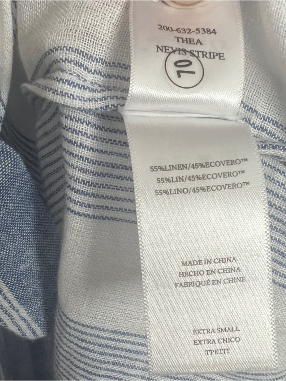 Rails Thea Tie Front Top SZ XS Blue/White Linen Blend Preppy Coastal Vacay - Picture 10 of 10